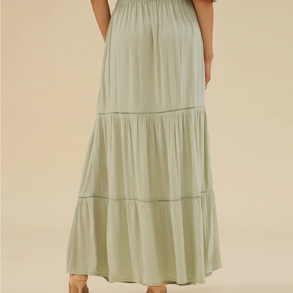 RACHEL PARCELL Bohemian Green Off-Shoulder Skirt Set medium and large - Picture 7 of 11